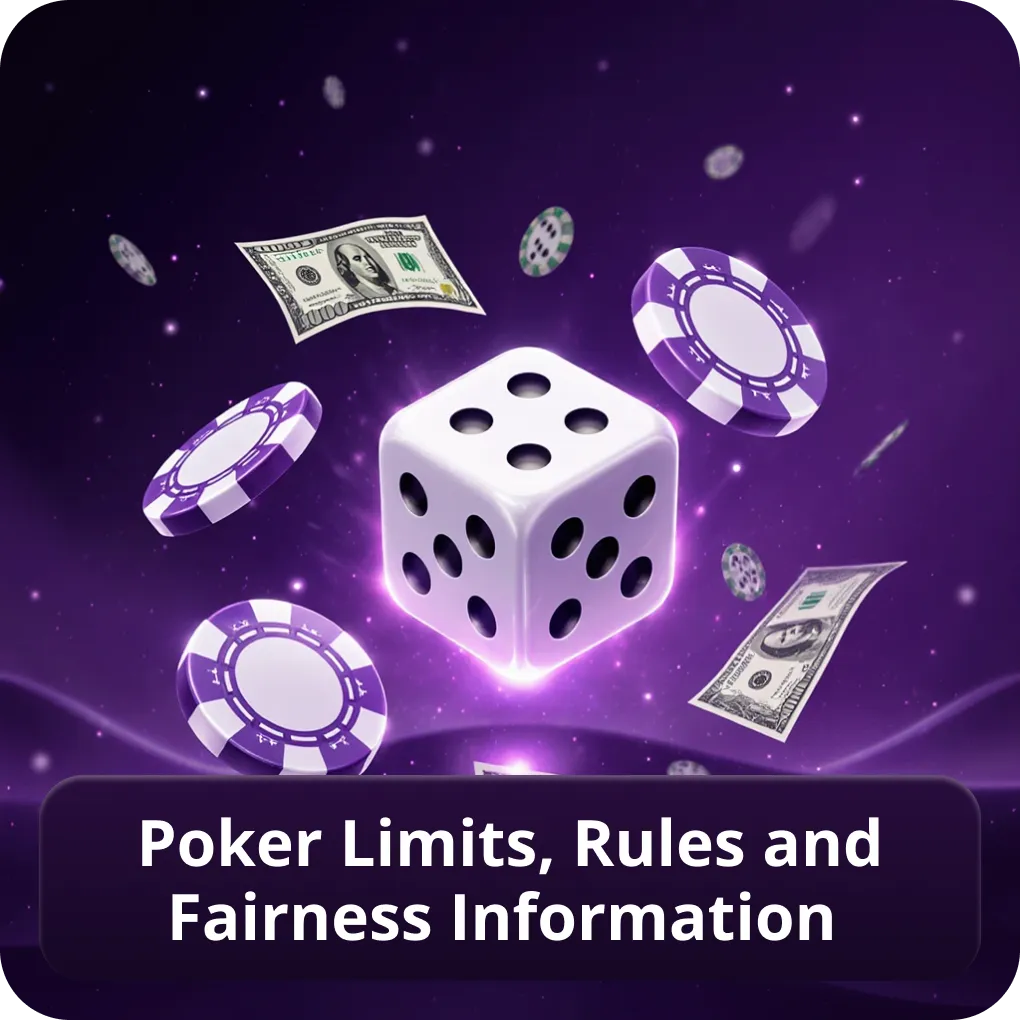 Poker limits, rules and fairness information