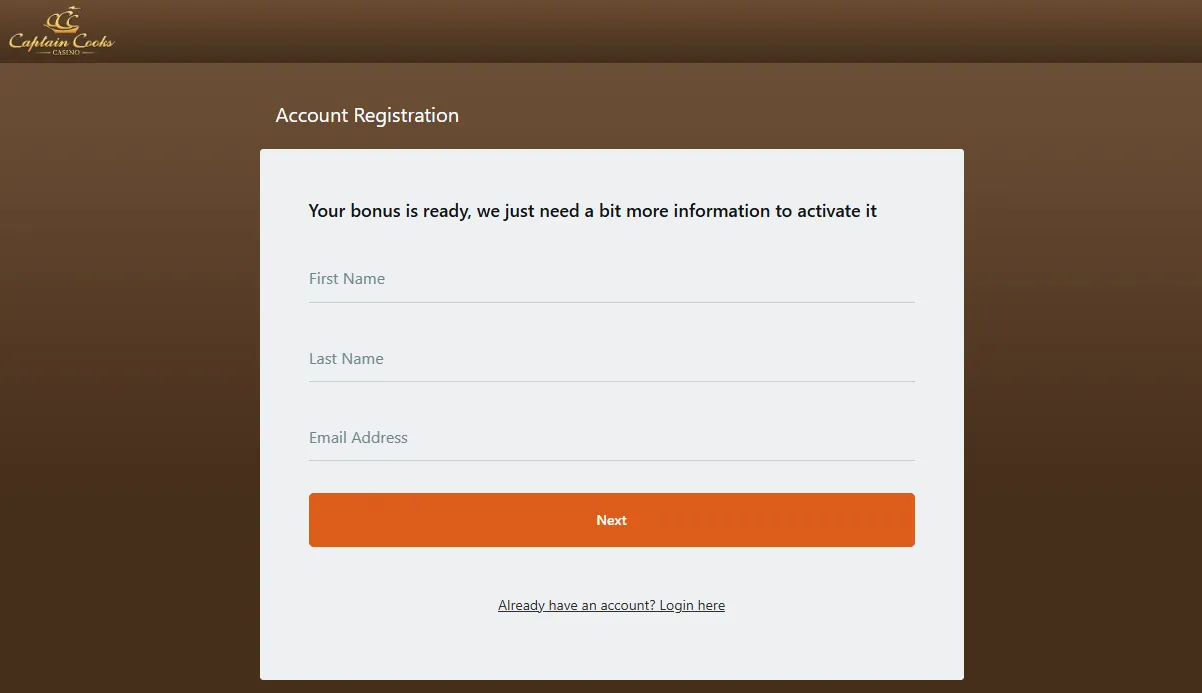 Captain Cook's Casino review Canada registration and KYC verification steps Captain Cook's registration and KYC