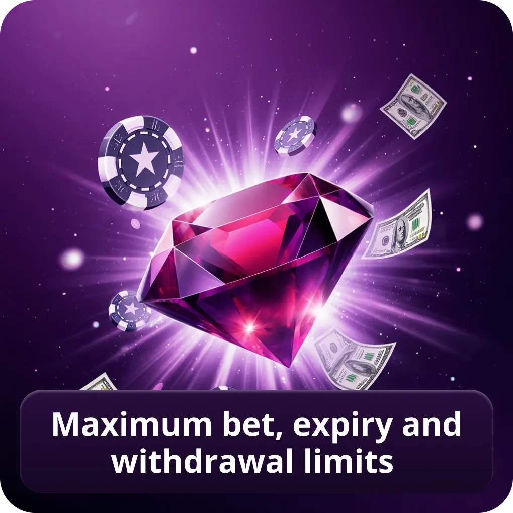 Maximum bet, expiry and withdrawal limits